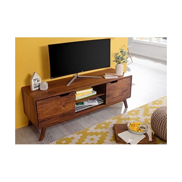 Meuble TV - Bois Massif de Palissandre laqué Noisette - MALMÖ 2 119