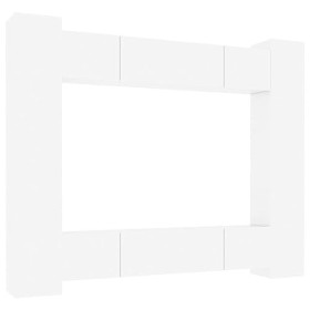 ARKEM Ensemble de Meubles TV 8 pcs Blanc Brillant Bois dingénierie,Meuble TV,Table Basse Salon Meuble TV,Table Basse LED Cou