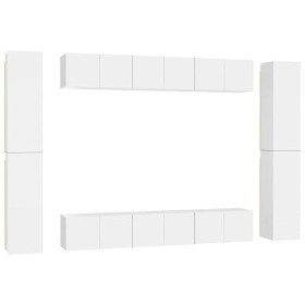 Camerina Ensemble de Meubles TV 10 pcs Blanc Aggloméré,Meuble Haut Salon,Meuble TV Étagère,Meuble dangle TV
