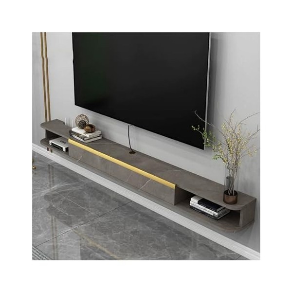 Meuble TV Suspendu Meuble TV flottant mural, étagère flottante moderne sous TV avec porte rabattable et étagère de rangement 