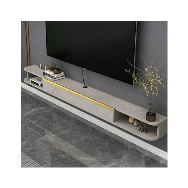 Meuble TV Suspendu Meuble TV flottant mural, étagère flottante moderne sous TV avec porte rabattable et étagère de rangement 