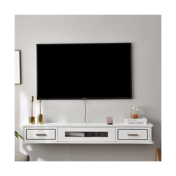 StrOux Meuble TV Flottant Meuble TV Flottant, projecteurs et Consoles de Jeu Meuble TV Mural en Bois, pour salles de Divertis