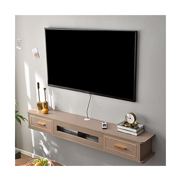 StrOux Meuble TV Flottant Meuble TV Flottant, projecteurs et Consoles de Jeu Meuble TV Mural en Bois, pour salles de Divertis