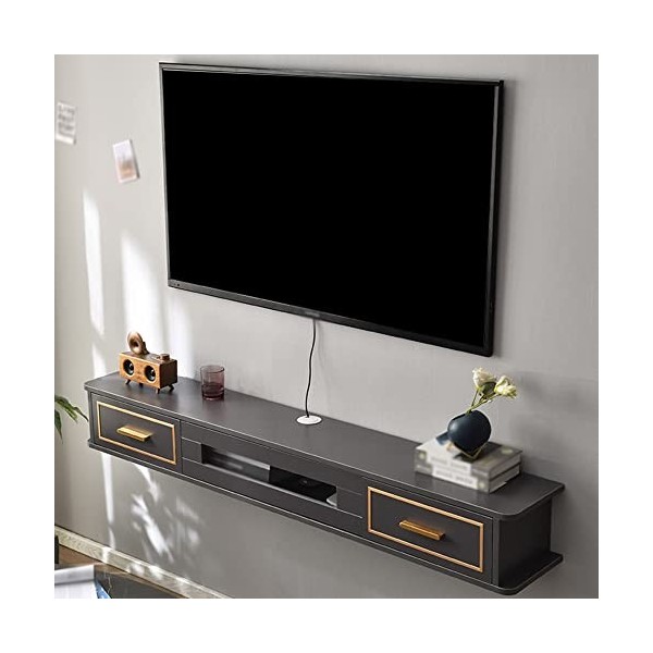 StrOux Meuble TV Flottant Meuble TV Flottant, projecteurs et Consoles de Jeu Meuble TV Mural en Bois, pour salles de Divertis