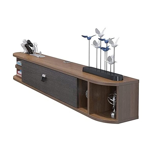 XIBANY Meuble TV Mural, économiser de lespace Meuble TV Flottant, Meuble TV Suspendu pour Salon chambre/noyer/55,11 in /47,