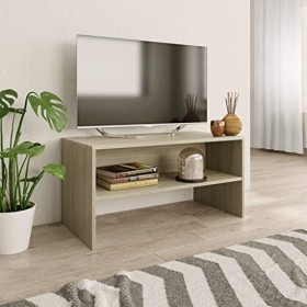 homiuse Meuble TV Chêne Sonoma 80x40x40 cm Aggloméré Bibliothèque Style Classique Support de TV Table TV Meuble Salon Armoire