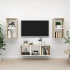 Meuble TV 3 pièces en bois blanc et chêne sonoma