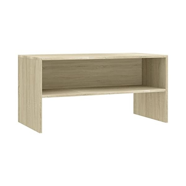 homiuse Meuble TV Chêne Sonoma 80x40x40 cm Aggloméré Bibliothèque Style Classique Support de TV Table TV Meuble Salon Armoire