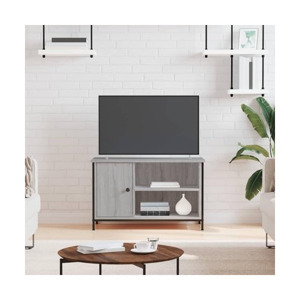 BaraSh Meuble TV Sonoma Gris 80x40x50 cm Bois dingénierie,Meuble TV,Table Basse LED Couleurs,Table Basse Salon Meuble TV