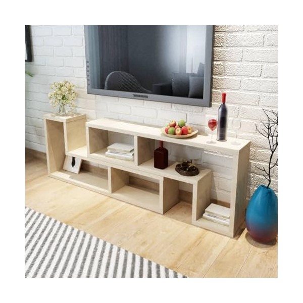 RAUGAJ Home Hardware Businese Meuble TV double en forme de L Chêne