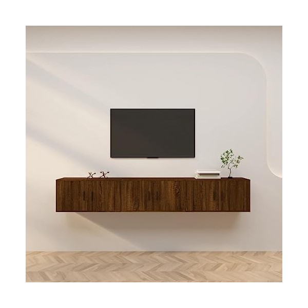 DCRAF Home Hardware Businese Meuble TV mural 3 pièces Chêne marron 80 x 34,5 x 40 cm