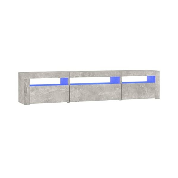 TALCUS Home Hardware Businese Meuble TV avec éclairage LED Gris béton 195 x 35 x 40 cm