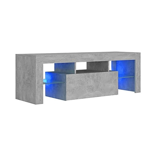 Tidyard Meuble TV avec lumières LED,pour Salle de Séjour,Salon et Chambre à Coucher etc,Blanc Brillant 90x39x30cm