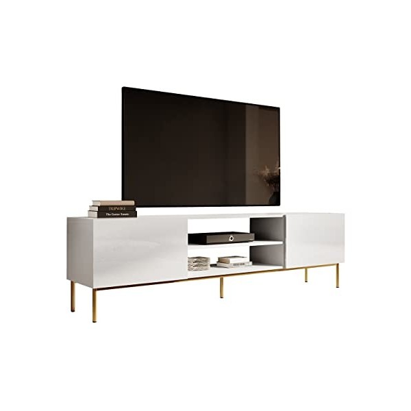 Mirjan24 Meuble TV Slide 200 K avec 2 compartiments et 2 rabats, système douverture sans poignée, meuble TV, meuble bas, meu