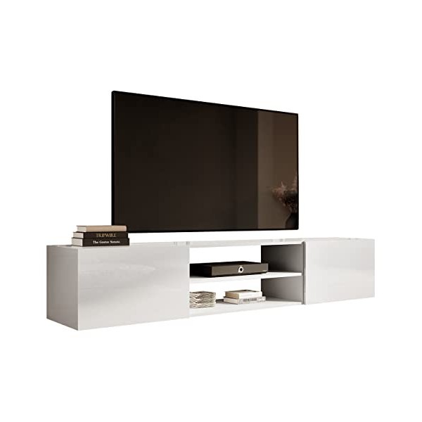Mirjan24 Meuble TV Slide 200 K avec 2 compartiments et 2 rabats, système douverture sans poignée, meuble TV, meuble bas, meu