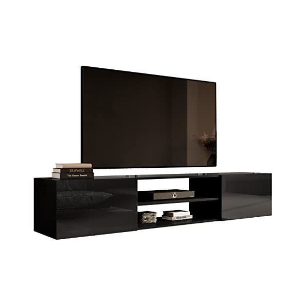 Mirjan24 Meuble TV Slide 200 K avec 2 compartiments et 2 rabats, système douverture sans poignée, meuble TV, meuble bas, meu