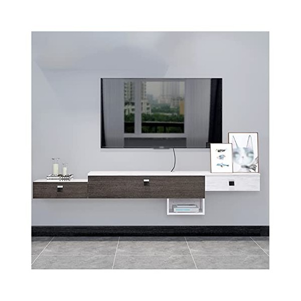 KiLoom Unité TV Flottante, Meuble TV Mural, étagères flottantes avec Porte, Grand Banc TV Central de Rangement, pour Salon et