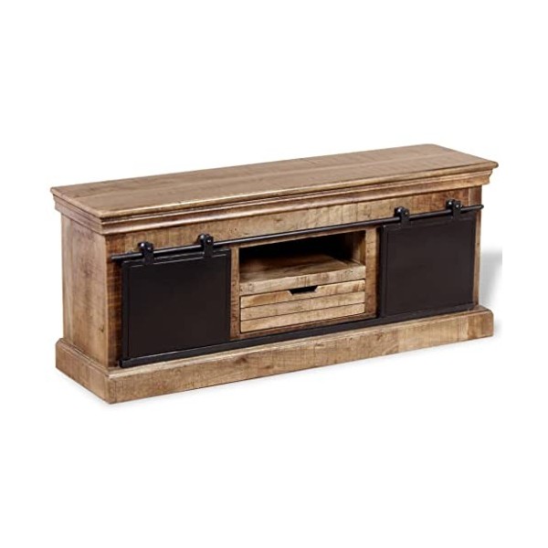 VEEKI Meuble TV, Meuble TV Suspendu, Meuble TV Industriel, Meuble TV Bois, Meuble Chambre, Convient pour Salon ou Chambre, av