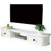 Meuble TV, Lowboard TV, Étagères flottantes, Étagère flottante pour meuble TV, Fabriqué en bois de pin naturel, Console multi