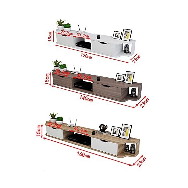 StrOux Meuble TV Flottant Meuble Meuble TV Meuble TV Mural pour Salon Console TV Meuble TV Meuble Mural 3 Compartiments pour