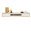 XIBANY Console multimédia Murale, Bois dhévéa, étagère Flottante pour Meuble TV avec 2 tiroirs de Rangement, Meuble TV Brico
