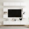 Meuble TV Mural Support TV pour télévision avec Compartiments 8pcs, Meuble de Rangement TV Table pour Salon, Elégance, Blanc