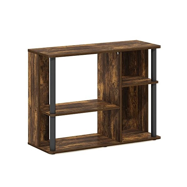 Furinno Classique Meuble poteaux en Plastique pour TV, Engineered Wood, Pin Ambre/Noir, 40-inch