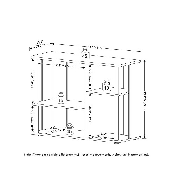 Furinno Classique Meuble poteaux en Plastique pour TV, Engineered Wood, Pin Ambre/Noir, 40-inch