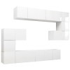 Camerina Ensemble de Meuble TV 10 pcs Blanc Brillant Aggloméré,Table TV,Meuble TV,Ensemble Meuble TV