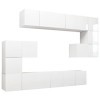 Camerina Ensemble de Meuble TV 10 pcs Blanc Brillant Aggloméré,Table TV,Meuble TV,Ensemble Meuble Tv971
