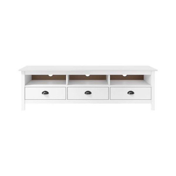 Home Hardware Businese Meuble TV en pin massif Blanc 158 x 40 x 47 cm