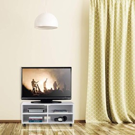 relaxdays Meuble TV avec 4 Compartiments, sur roulettes, pour CDs, DVD et Consoles, Table HiFi Salon, HlP 35x80x35cm, Panneau