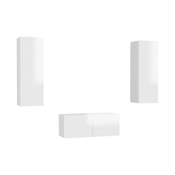 RAUGAJ Home Hardware Businese Meuble TV 3 pièces en bois Blanc brillant