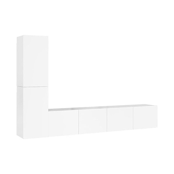 KEAAN Home Hardware Businese Meuble TV 4 pièces en bois Blanc brillant