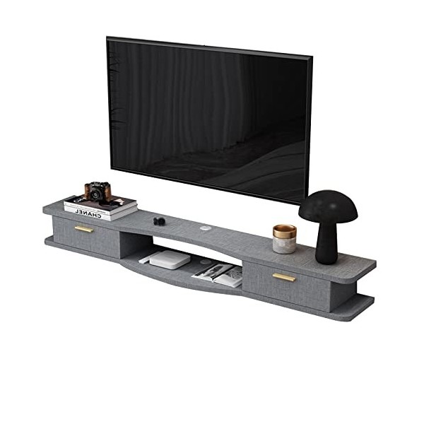 JUNNIU Meuble TV Mural, Meuble Mural Meuble TV Flottant, Console Média Murale, Étagère De Rangement Multimédia pour Salon Cha