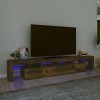 RAUGAJ Centres de divertissement et meubles TV Meuble TV avec lumières LED Chêne fumé 230 x 36,5 x 40 cm