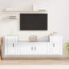 CUTSKY Meuble TV 3 pièces en bois blanc brillant