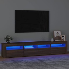RAUGAJ Centres de divertissement et meubles TV - Meuble TV avec lumières LED - Chêne marron - 210 x 35 x 40 cm