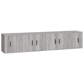 bujee Meuble TV 4 pièces en bois Sonoma gris