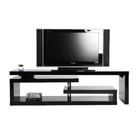 Miliboo Meuble TV Design laqué Brillant Noir pivotant L255 Max V2