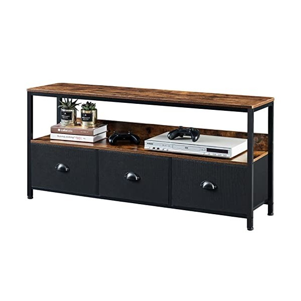 PRAISUN Meuble TV avec rangement et tiroirs, commode large pour chambre à coucher, centre de divertissement pour télévision d