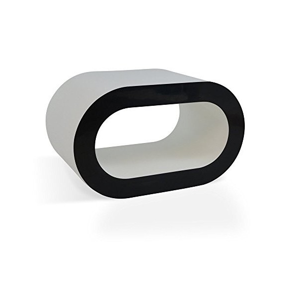 Zespoke Design Blanc Brillant avec Table Côtés Noirs Cerceau de Café TV/Meuble en Différentes Tailles