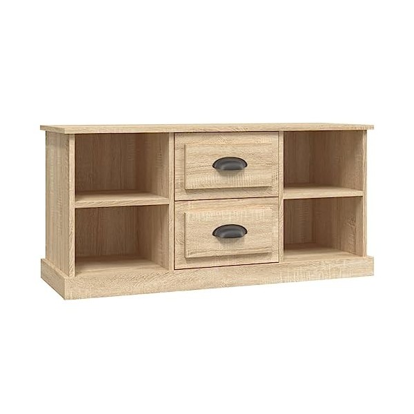vidaXL Meuble TV chêne fumé 99,5x35,5x48 cm Bois dingénierie