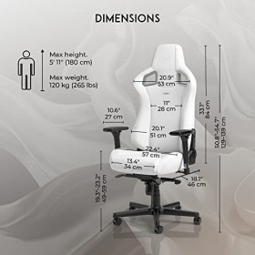 noblechairs Epic Chaise Gaming Blanc - Chaise de Jeu - Gaming Chair - Chaise Bureau Ergonomique - Chaise Pivotante - Fauteuil