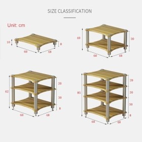 Support Multimédia AV, Meuble TV, Support Stéréo dangle, Tour Audio avec Étagère en Bois Et Cadre en Acier, Étagères De Rang