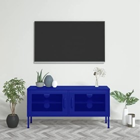ECLAY Centres de divertissement & Meuble TV en acier Bleu marine 105 x 35 x 50 cm