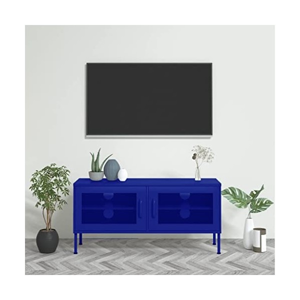 ECLAY Centres de divertissement & Meuble TV en acier Bleu marine 105 x 35 x 50 cm