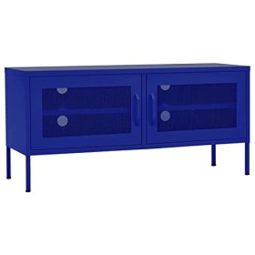 ECLAY Centres de divertissement & Meuble TV en acier Bleu marine 105 x 35 x 50 cm