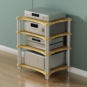 Support Audio À 4 Niveaux for Composants Audio/vidéo avec Étagère en Bois, Support TV De Jeu Et Tour Audio Stéréo 23,6 X 18,9