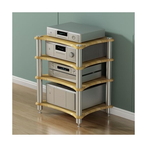 Support Audio À 4 Niveaux for Composants Audio/vidéo avec Étagère en Bois, Support TV De Jeu Et Tour Audio Stéréo 23,6 X 18,9